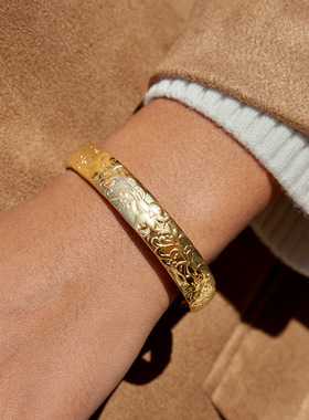 欧美手镯不掉色开口镯子手环不锈钢环保手饰18k金色跨境饰品