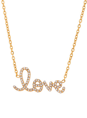 欧美不锈钢字母项链感镶钻锁骨链钛钢项饰品跨境necklace