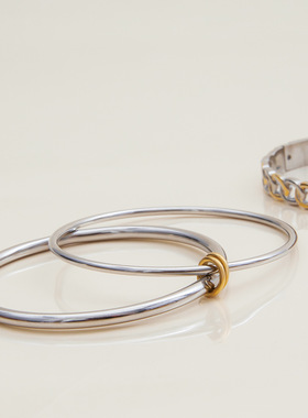 欧美不锈钢拼色手镯轻奢感钛钢手链跨境爆款饰品女不掉色