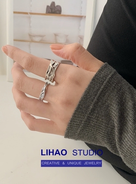 韩国叠戴组合纹理戒指女男