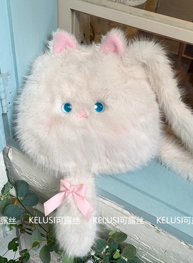 可露丝KELUSI原创设计-可爱毛绒萌系猫咪毛绒帽秋冬包包女百搭