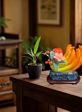 陶瓷佛手家居客厅中式风创意摆件