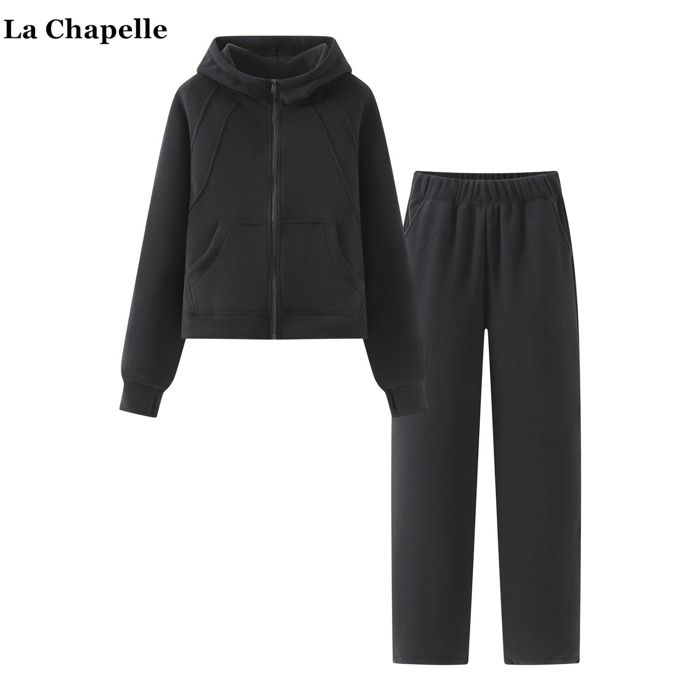 拉夏贝尔/La Chapelle冬季新款加绒加厚卫衣宽松休闲裤运动套装女,淘宝优惠券,粉丝福利购,淘宝优惠卷