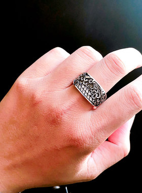 [大浪淘尽英雄银海洋男食指戒指