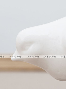 彩色陶瓷爱情鸟 白色小鸟摆件 客厅书房配饰