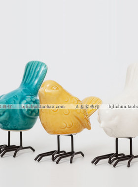 小鸟陶瓷北欧客书房摆件现代摆件