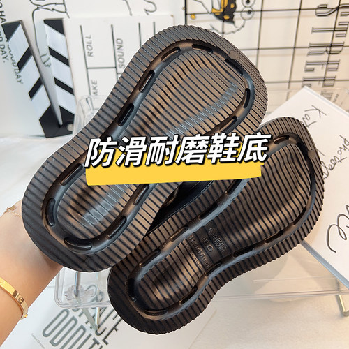 黑色儿童玛丽珍洞洞鞋女eva厚底两用拖鞋女童凉鞋一体户外女士鞋 - 图2