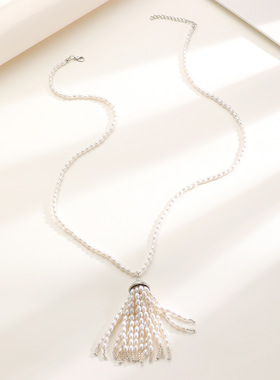 珠帘幕仿珍珠垂瀑布毛衣链