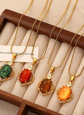 复古典雅时尚璀璨四色宝石项链