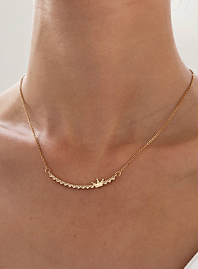 十字架镶钻圆圈皇冠锁骨链