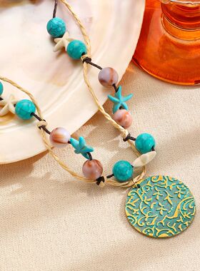 波西米亚海边度假风松石海星项链