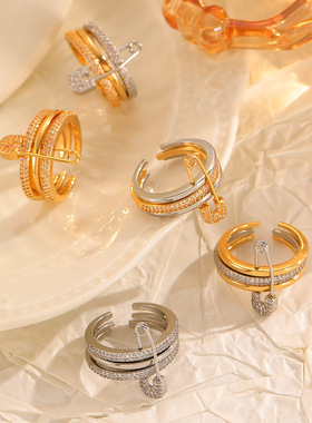 设计感时尚三色可拆分别针戒指