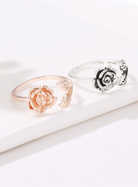 立体设计复古玫瑰花戒指