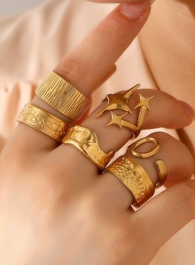 复古街头潮流欧美ins风钛钢戒指