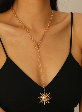 金色太阳花时尚简约百搭项链