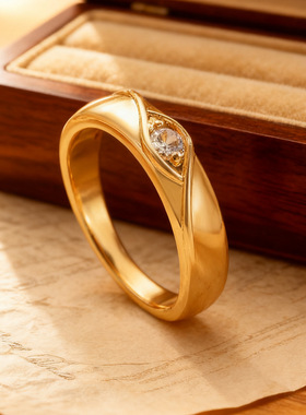 双生eye河金银两色眼睛戒指