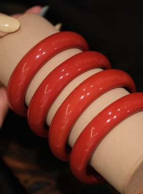 安之朱砂 宽手镯女 宽边手镯 沉稳质感精致 天然正品高含量