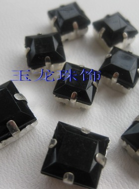 diy四方形黑色婚纱手缝钻