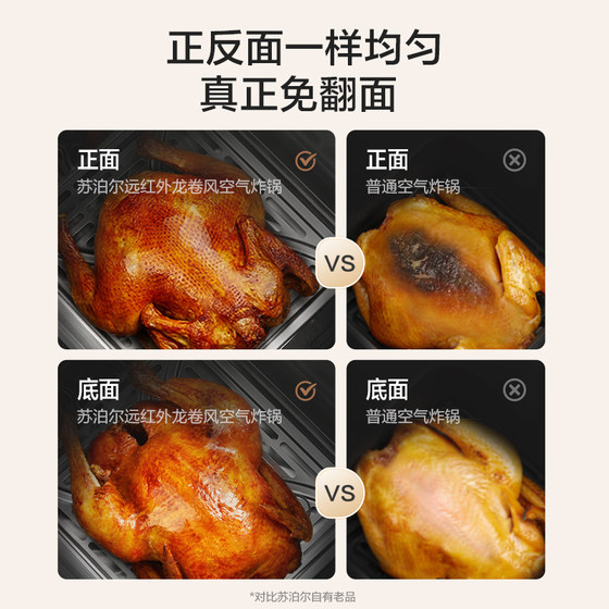 Supor 0-coated stainless steel tornado air fryer household multi-functional far infrared flip-free double visual