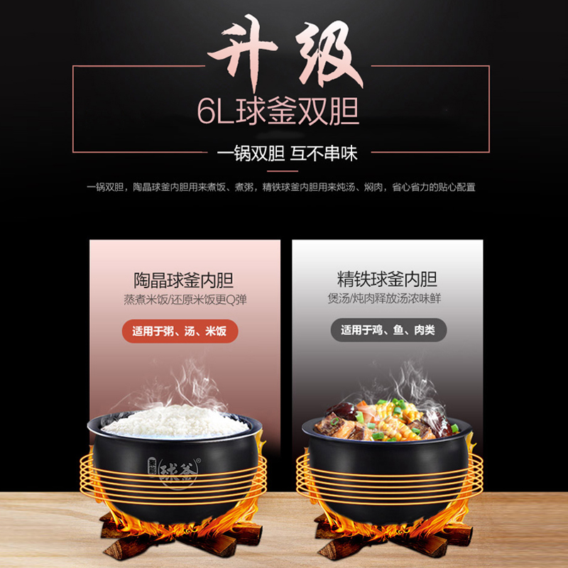 苏泊尔官方旗舰店苏泊尔60YC8010E电压力锅双胆6L智能家用电高压锅饭煲3-4正品5-63