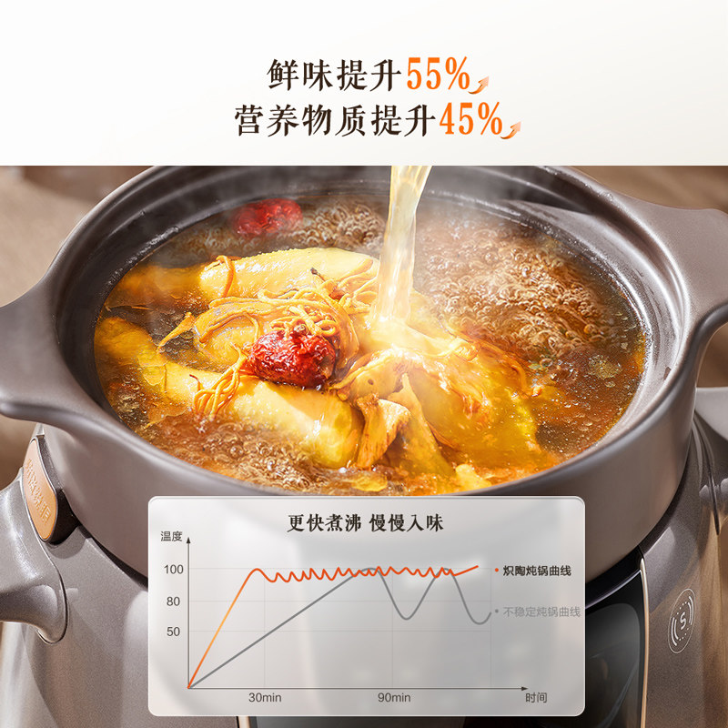 苏泊尔电炖锅中华炽陶家用煲汤大功率多功能大容量智能预约电砂锅,淘宝优惠券,粉丝福利购,淘宝优惠卷