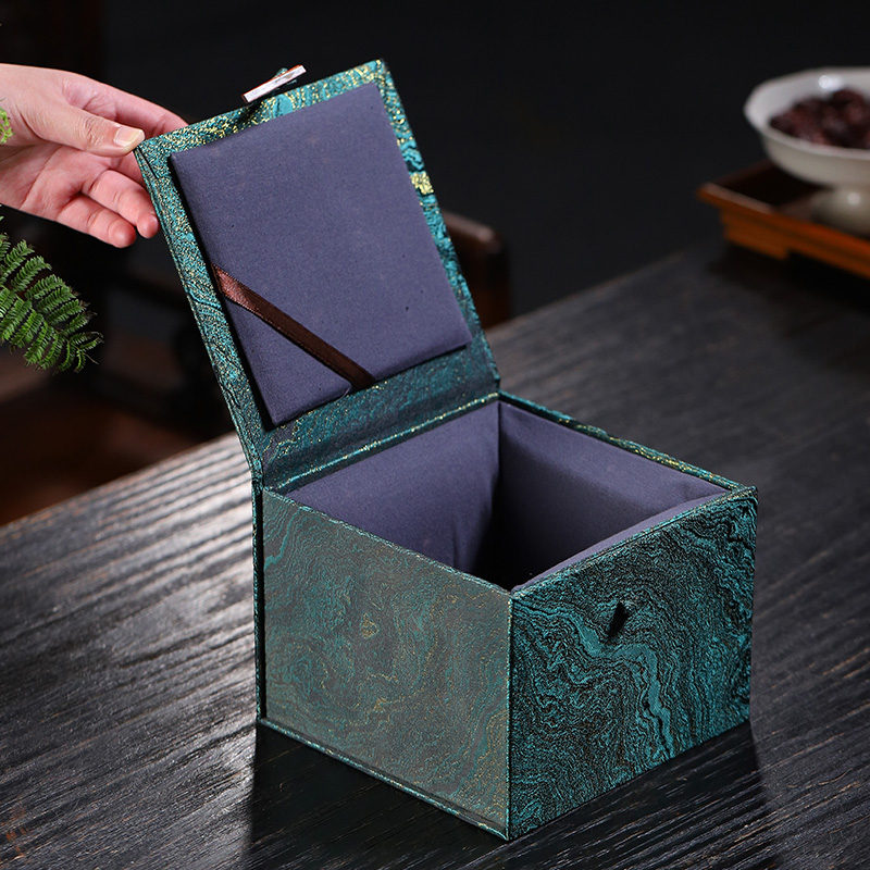 古董瓷器茶玩礼品盒包装茶具陶瓷茶杯盖碗锦盒紫砂壶建盏空盒定制 - 图2