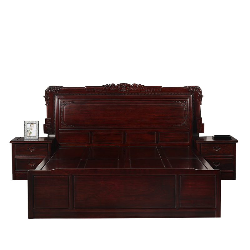 红木大床双人床黑酸枝中式卧室家具豪华素面实木床1.8米婚床 - 图3