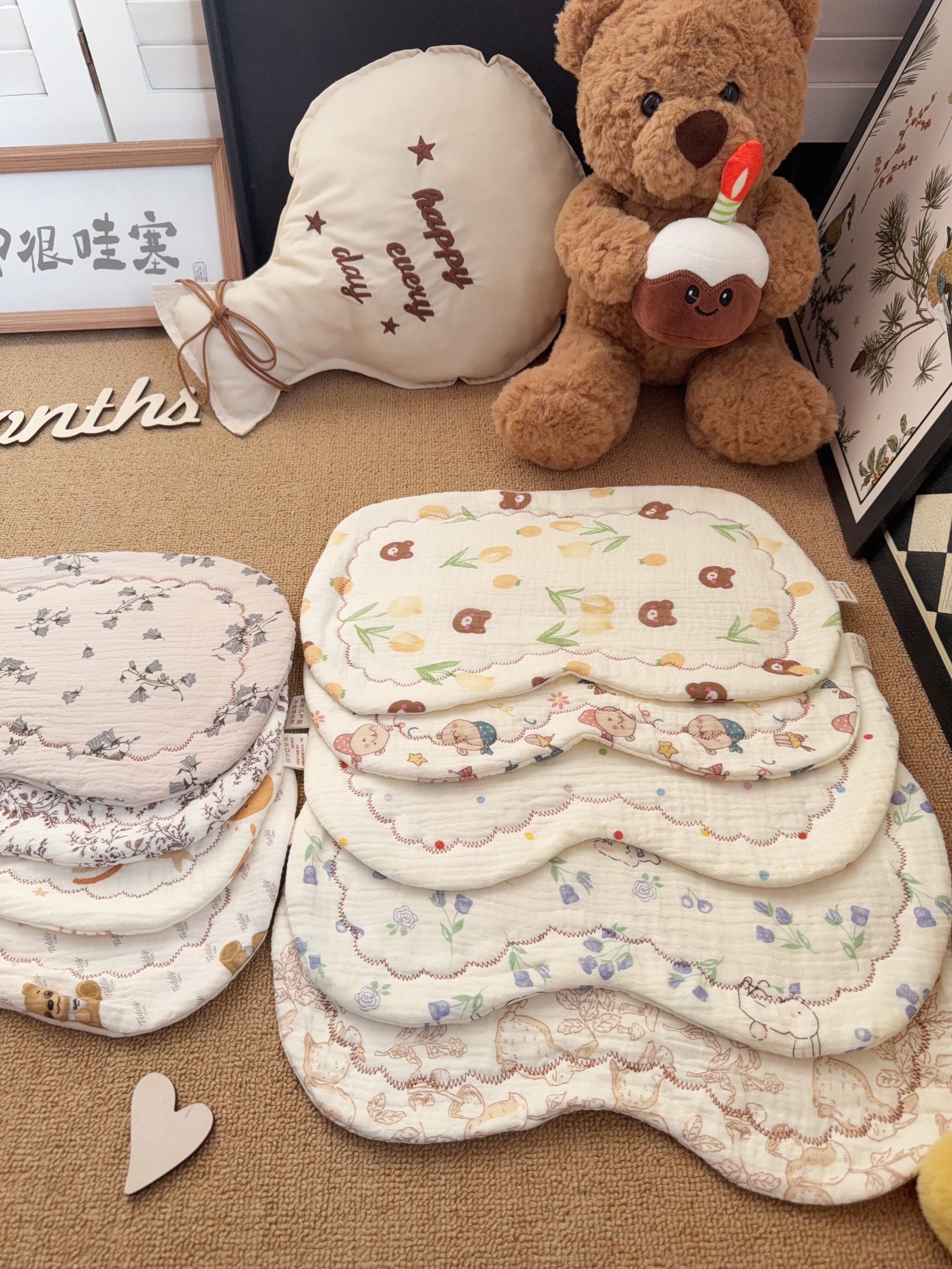 【婴儿云片枕头】新生宝宝防吐奶纱布枕巾纯棉a类幼儿专用吸汗枕