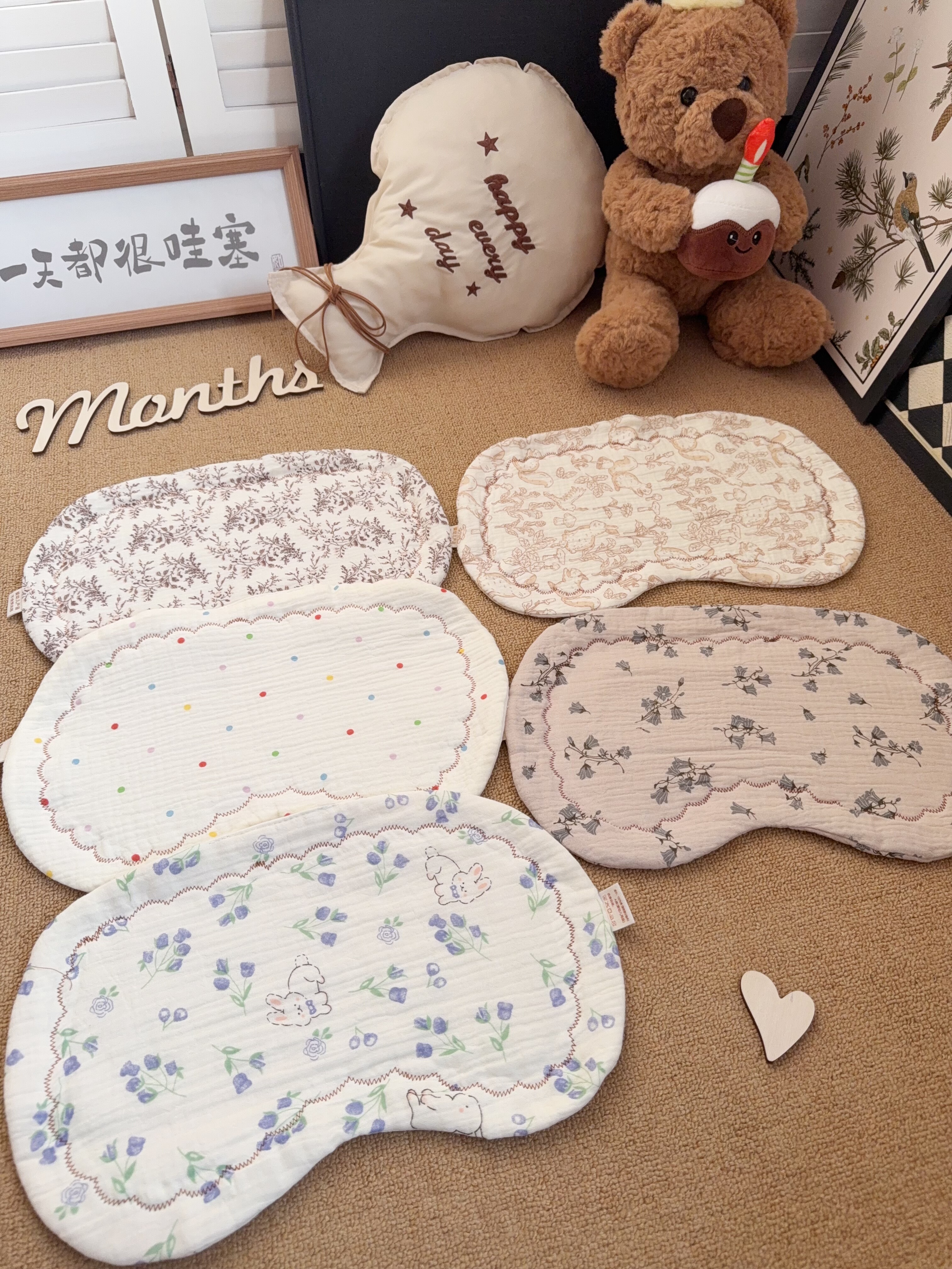 【婴儿云片枕头】新生宝宝防吐奶纱布枕巾纯棉a类幼儿专用吸汗枕