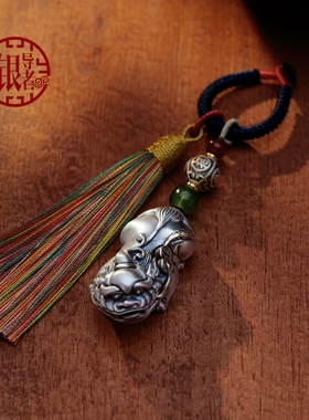 999纯银貔貅吊坠复古民族风镇财兽套链貔貅项坠汽车钥匙扣