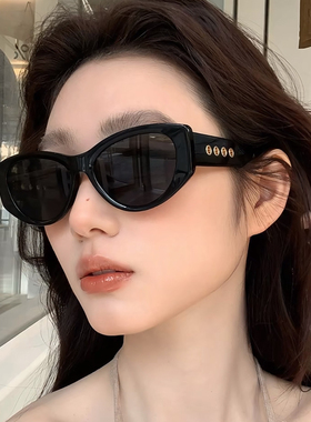 复古猫眼墨镜女方圆脸大框老钱风
