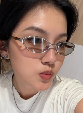 复古老钱风金属椭圆形墨镜女Y2K