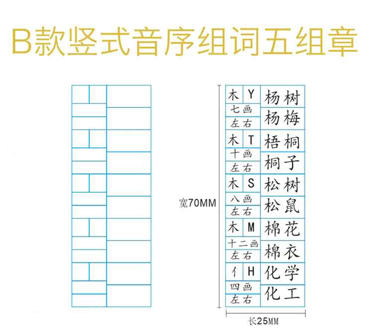 小学生语文预习印章拼音田字格音序笔画结构笔顺多音字组词学习章-图0