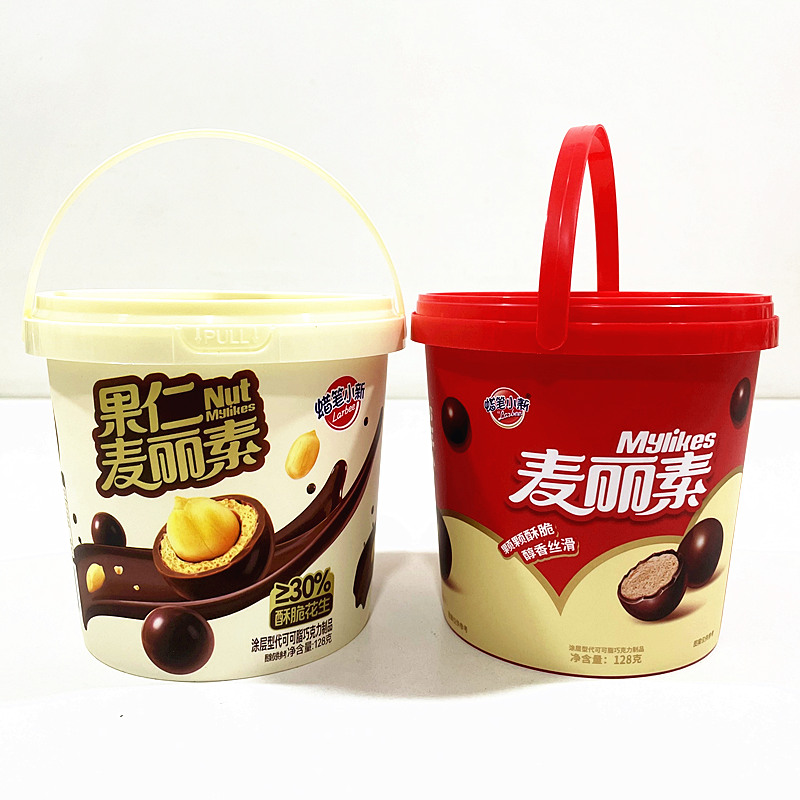 蜡笔小新果仁麦丽素桶装128g休闲零食巧克力糖果整箱巧克力制品 - 图1