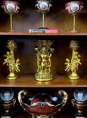 复古欧式高档精致中古风天使花瓶