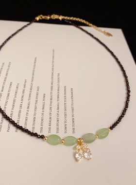 黑色水晶锆石樱桃项链女小众时尚设计感百搭甜美锁骨链配饰