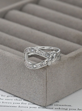 法式复古风几何开口可调节戒指女小众轻奢时尚锆石中指食指环饰品