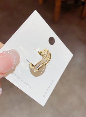 法式风极简轻奢双层天然贝壳锆石戒指高级感细款小众设计感食指环