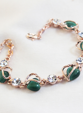 威妮华女猫眼石水钻日韩手链