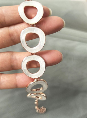 威妮华欧美风几何圆形碎贝壳手链时尚潮人个性轻奢夸张女手环手镯