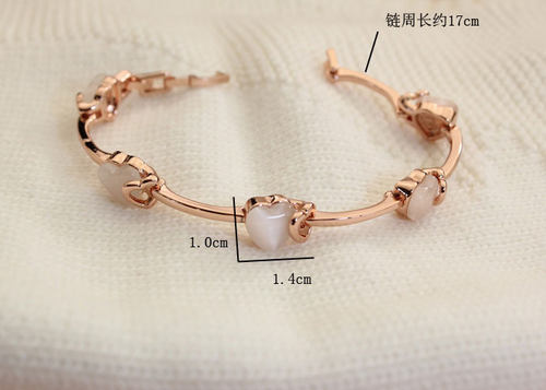 威妮华比拉爱心手链 2020新款猫眼石手镯 甜美精致玫瑰金手环潮 - 图2
