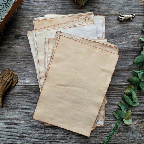 咖啡染纸Junk Journal 复古空白做旧手工纸 手帐打底装饰拼贴素材 - 图1