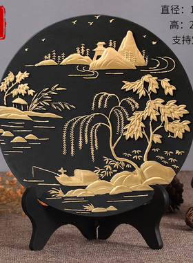 活性炭雕工艺品厚德载物创意家居饰品装饰品摆设客厅酒柜商务摆件