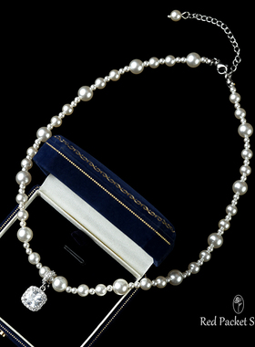 法式浪漫超闪轻奢珍珠项链锁骨链