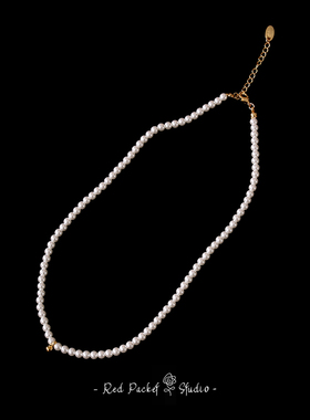 红口袋法式复古简约小金豆项链