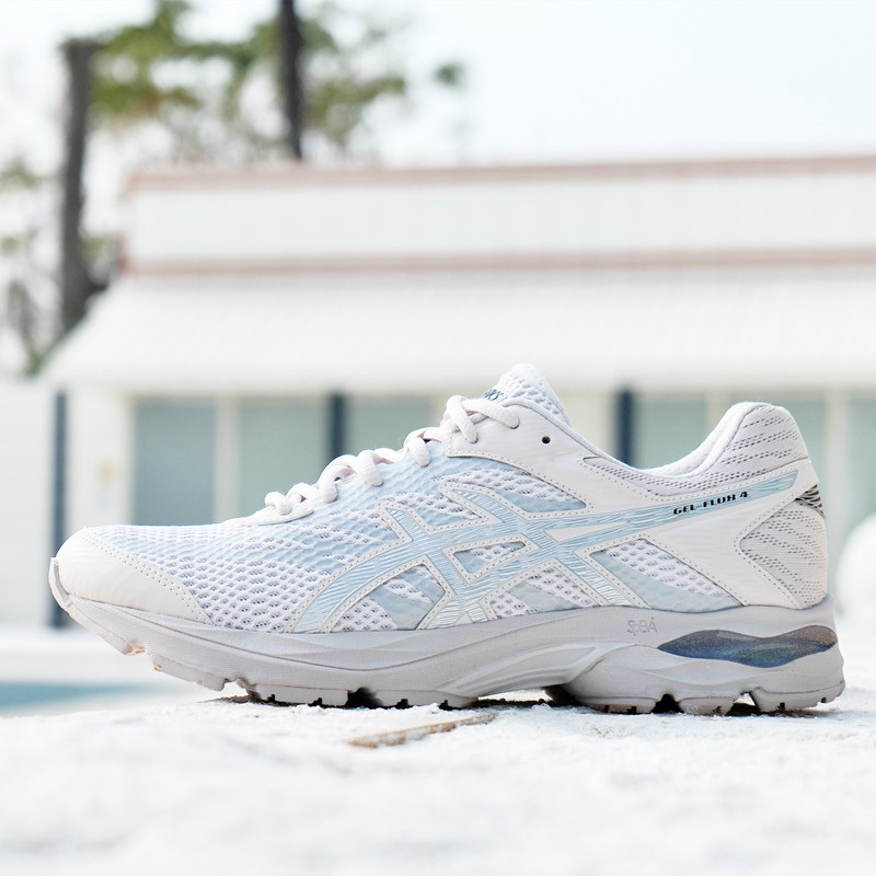asics gel-flux 4银白色减震男鞋 伟伦运动户外跑步鞋