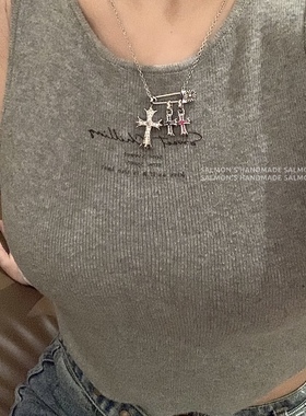 别针彩宝经典款克罗伈双面锁骨链