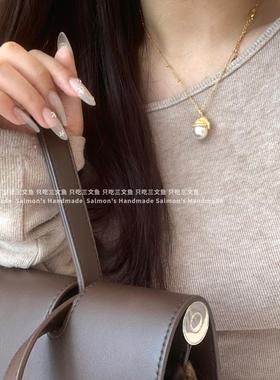 手工可爱拉丝珍珠项链圣诞礼物