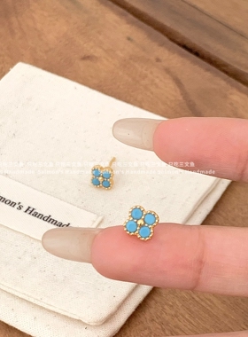 美产18k金显白绿松石mini耳钉