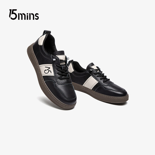 头层牛皮~15mins德训鞋男2026新款男士耐磨透气百搭休闲板鞋真皮 - 图3